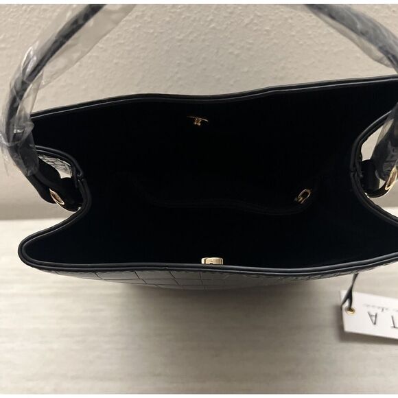 AOTA Elena Crossbody Bucket Bag Black Vegan Croc Rachael Zoe Fall Curation - Picture 13 of 15